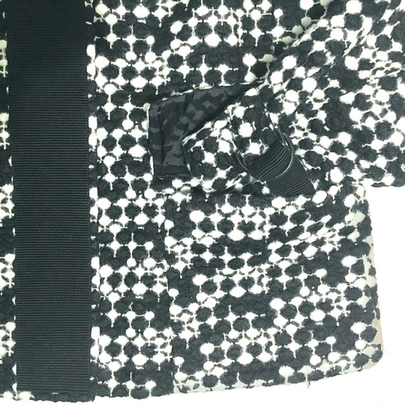 AKRIS PUNTO Blazer Jacket Tweed Dot Embroidered Wool Belted Waist Black White 8 - Picture 8 of 16
